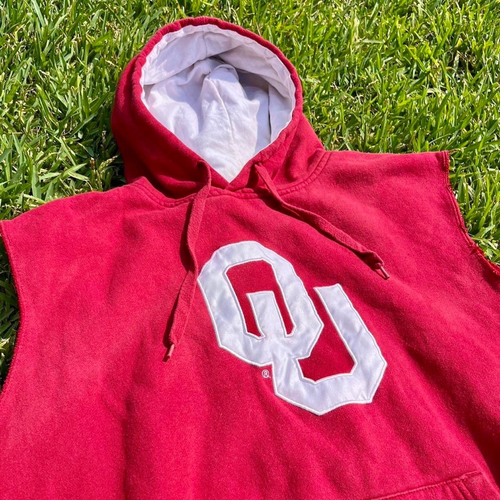 Stadium Athletics Vintage University of Oklahoma Sooners Red Sleeveless Hoodie